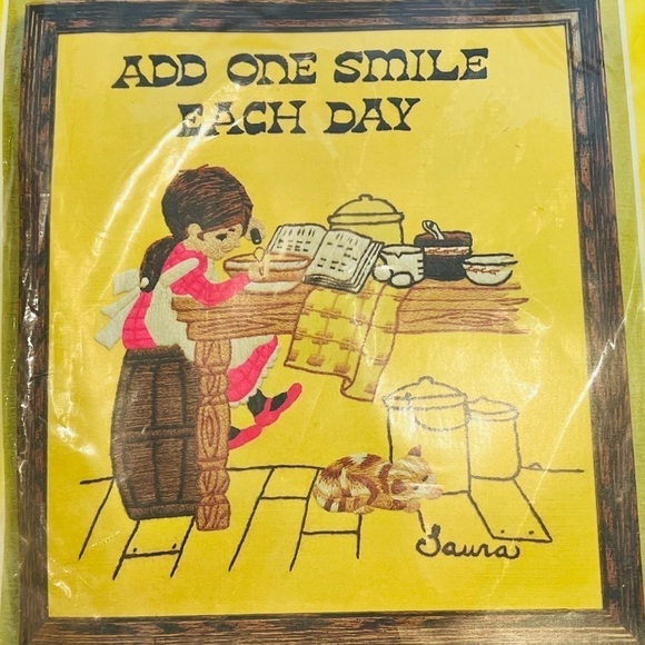 LAURA Vintage Stitchery Kit “Add One Smile Each Day” NEW - Picture 3 of 4